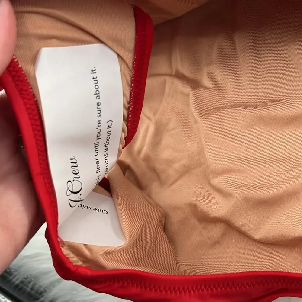 J.Crew Women's Ruched Bandeau One-Piece Swimsuit - Red - 22 - New with tags